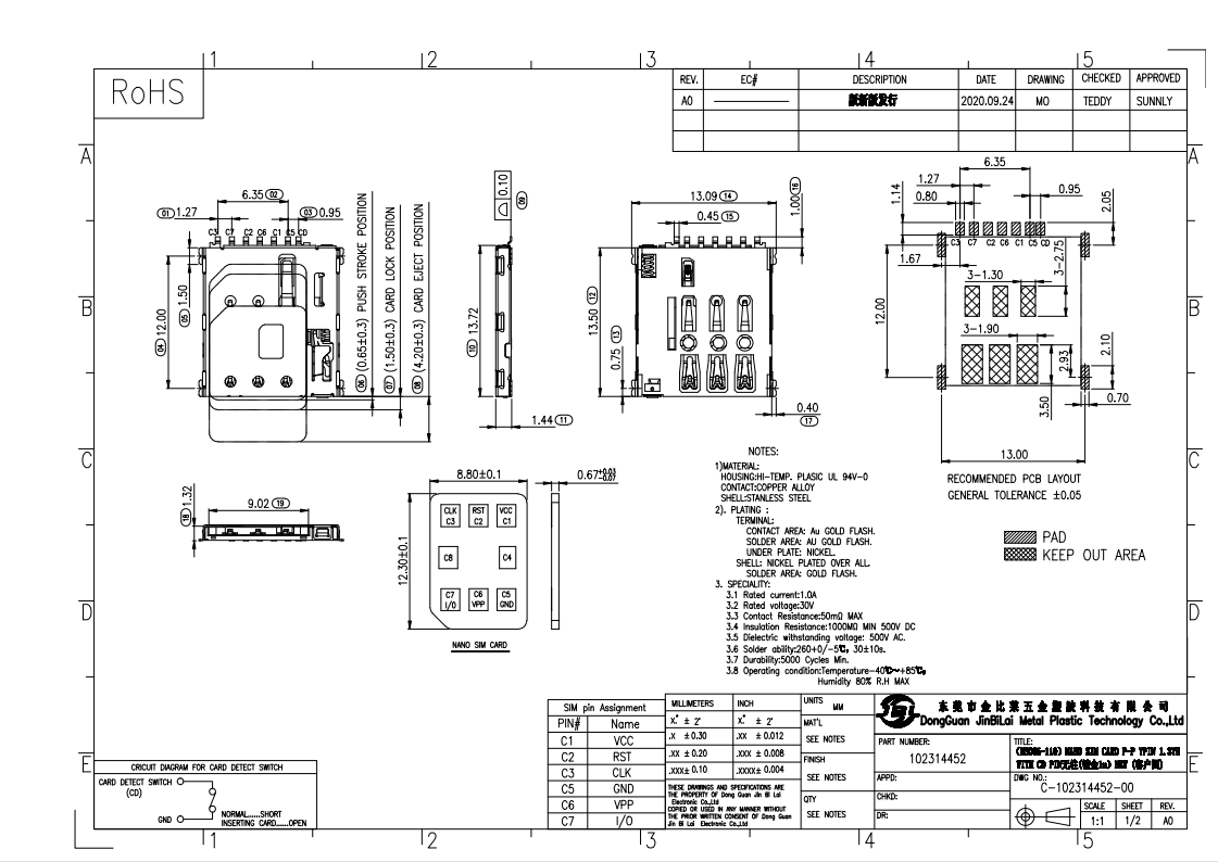 102314452-新NANO SIM PUSH PUSH 無柱 1.37H帶CD檢查腳