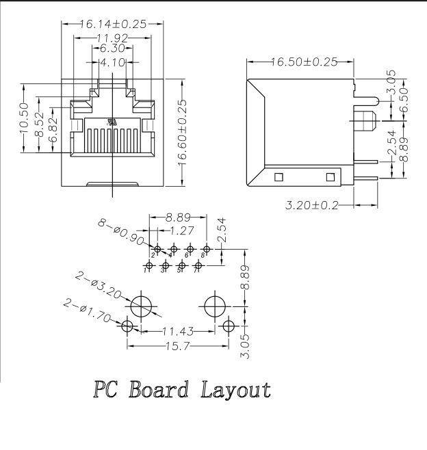 RJ45 8p8c-1X1-F3.05底座